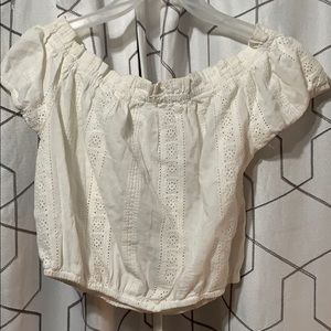 white lace off the shoulder top